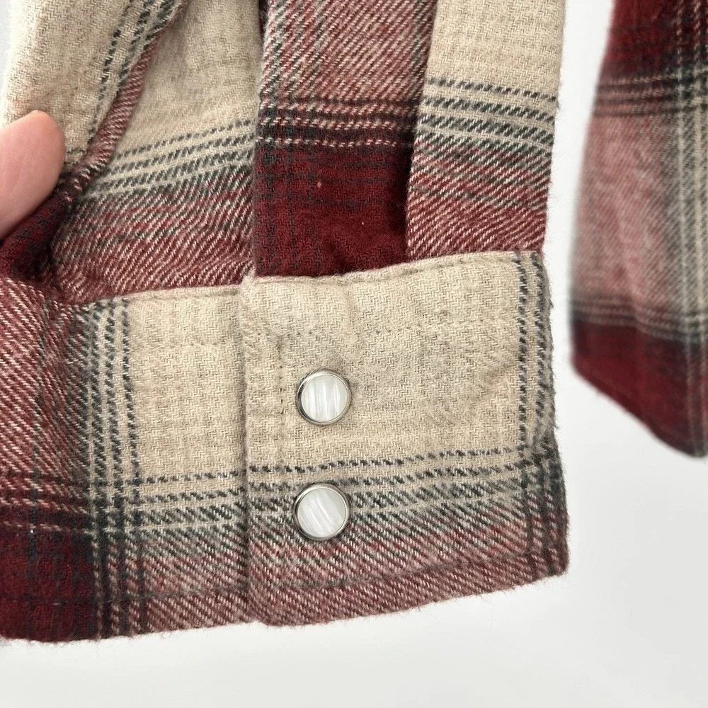 Levi's Standard The Western 4XL Pearl Snap Red Beige Flannel Big &‎ Tall NWT!